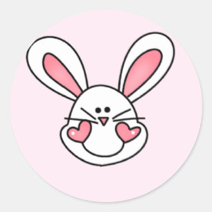 Sticker Rond T-shirts et cadeaux de lapin blanc souriant