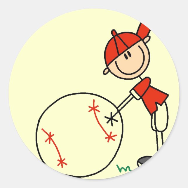 Sticker Rond T-shirts et cadeaux de personnaliser de base-ball (Devant)
