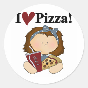 Sticker Rond T-shirts et cadeaux de pizza d'amour de la fille I