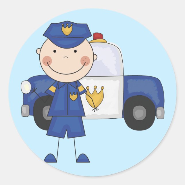 Sticker Rond T-shirts et cadeaux de policiers masculins (Devant)