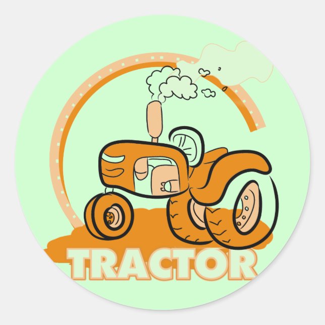 Sticker Rond T-shirts et cadeaux de Tractor orange (Devant)