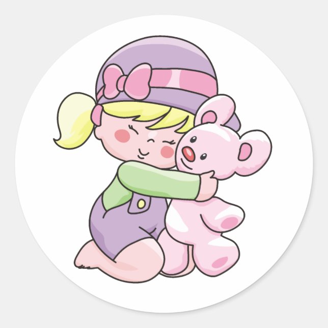 Sticker Rond T-shirts et cadeaux d'ours pour filles (Devant)