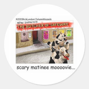 Sticker Rond T-shirts et Cadeaux Drôles de Vache Matinée Film E