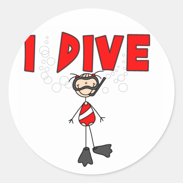 Sticker Rond T-shirts et cadeaux Girl I Dive (Devant)