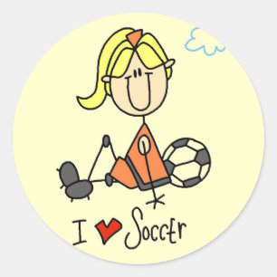 Sticker Rond T-shirts et cadeaux Girl I Love Soccer