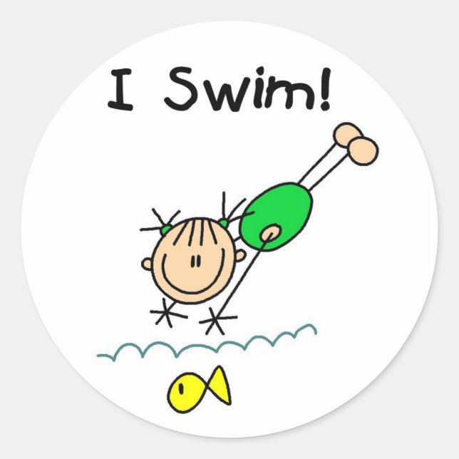 Sticker Rond T-shirts et cadeaux Girl I Swim (Devant)