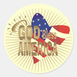Sticker Rond T-shirts et cadeaux God Bless America