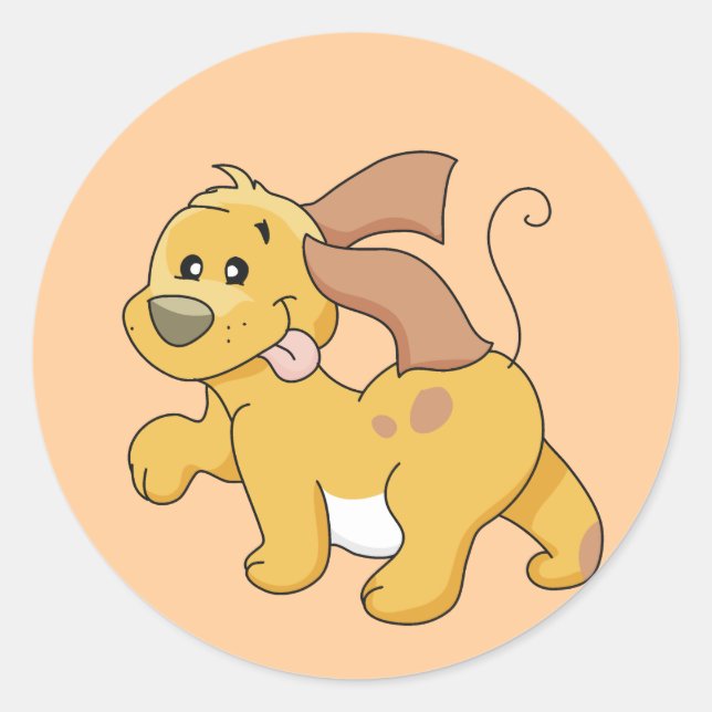 Sticker Rond T-shirts et cadeaux heureux de chien de Brown (Devant)