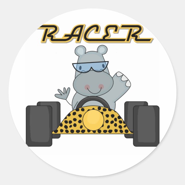 Sticker Rond T-shirts et cadeaux hippo de course (Devant)