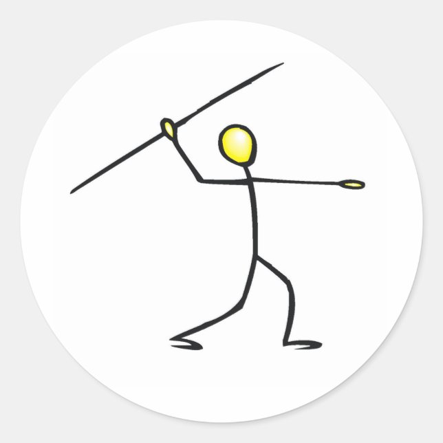 Sticker Rond T-shirts et cadeaux Javelin Stick Figure. (Devant)