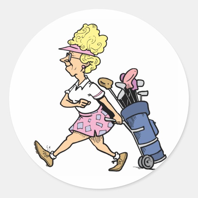 Sticker Rond T-shirts et cadeaux Lady Golfer (Devant)