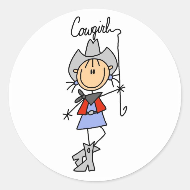 Sticker Rond T-shirts et cadeaux Lasso Cowgirl (Devant)