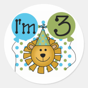 Sticker Rond T-shirts et cadeaux Lion 3e anniversaire