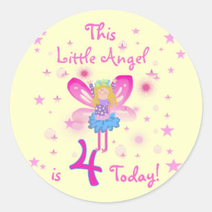 Sticker Rond T-shirts et cadeaux Little Angel 4th Birthday