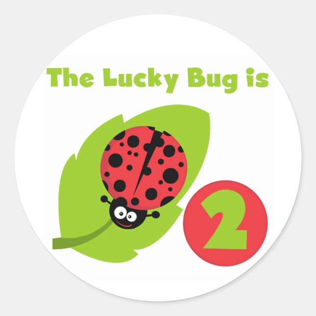 Sticker Rond T-shirts et cadeaux Lucky Bug 2e anniversaire (Devant)