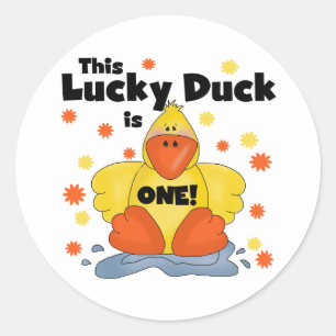 Sticker Rond T-shirts et cadeaux Lucky Duck 1er Anniversaire