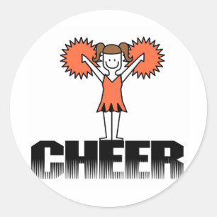 Sticker Rond T-shirts et cadeaux Orange Cheerleader