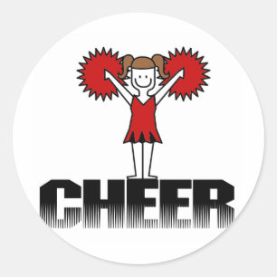 Sticker Rond T-shirts et cadeaux Pom-pom girl rouges