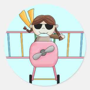 Sticker Rond T-shirts et cadeaux pour filles pilotes