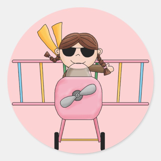 Sticker Rond T-shirts et cadeaux pour filles pilotes (Devant)