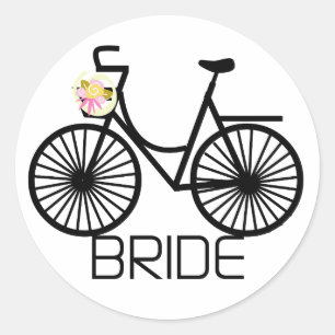 Sticker Rond T-shirts et cadeaux pour mariées à bicyclette