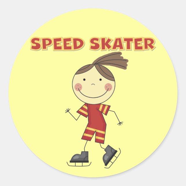 Sticker Rond T-shirts et cadeaux pour patineuse de vitesse (Devant)
