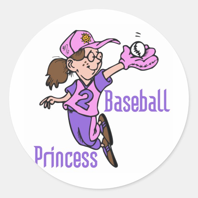 Sticker Rond T-shirts et cadeaux Princess de baseball (Devant)