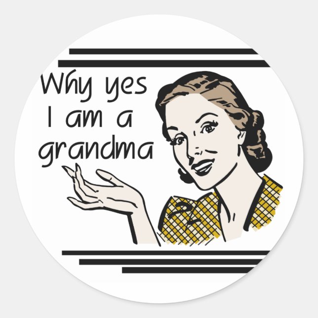 Sticker Rond T-shirts et cadeaux Retro Grandma (Devant)
