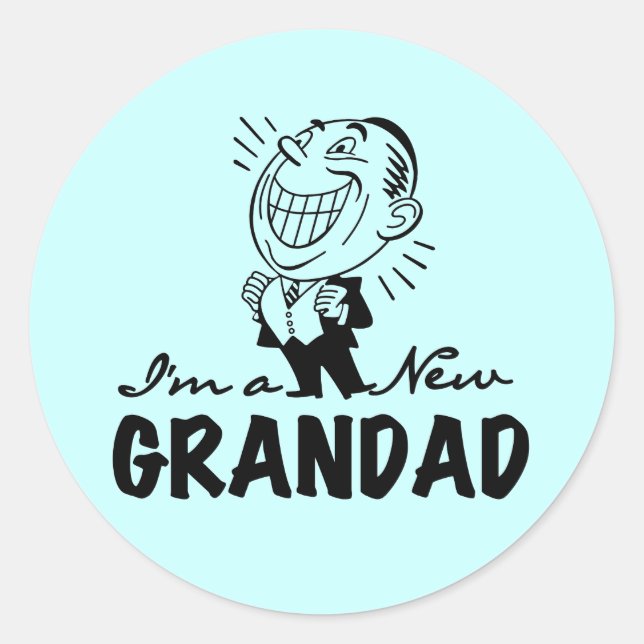 Sticker Rond T-shirts et cadeaux Smiling New Grand-père (Devant)