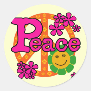 Sticker Rond T-shirts et cadeaux Style Paix des années 60