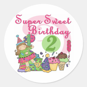 Sticker Rond T-shirts et cadeaux Super Sweet 2e anniversaire