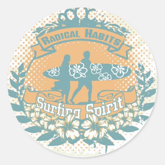 Sticker Rond T-shirts et cadeaux Surfing Spirit (Devant)