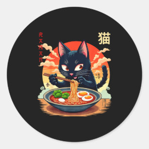 Sticker Rond T-shirts graphiques japonais drôles de ramen de ch