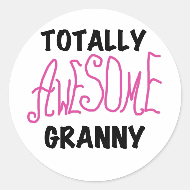 Sticker Rond T-shirts roses Granny et GIfts absolument géniaux (Devant)