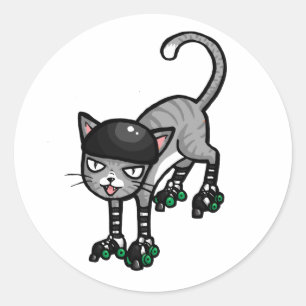 Sticker Rond Tabby Argent sur RollerSkates