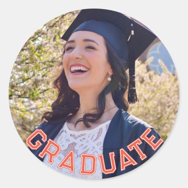 Sticker Rond Table de partie de graduation rouge photo personna (Devant)