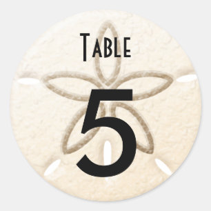 Sticker Rond Table Numéro Bouteille de vin Plage Mariage Étique