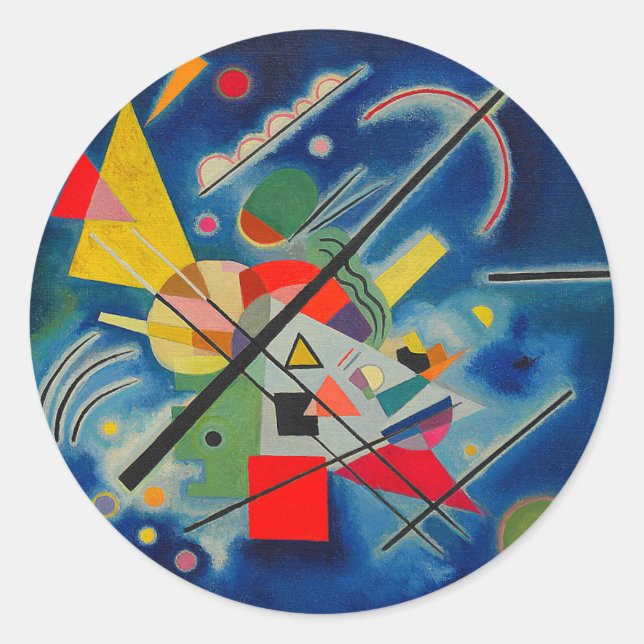 Sticker Rond Tableau bleu de Wassily Kandinsky (Devant)