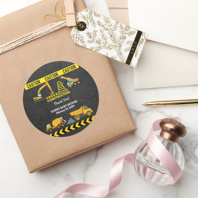 Sticker Rond Tableau de bord en construction Baby shower (Cadeaux)