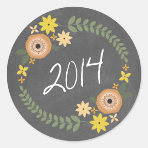 Sticker Rond Tableau de bord Inspiré Orange Floral Wreath 2014 