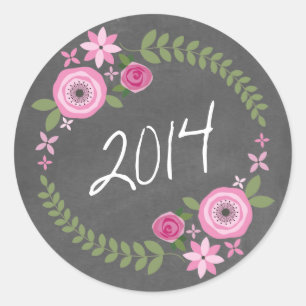 Sticker Rond Tableau de bord Inspiré Pink Floral Wreath 2014 Gr