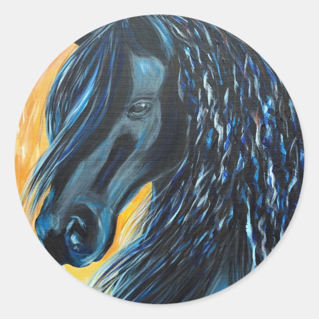 Sticker Rond Tableau de Cheval Noir (Devant)