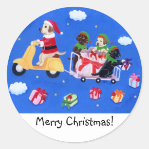 Sticker Rond Tableau de livraison de Noël Labrador