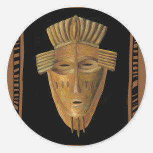 Sticker Rond Tableau de Masque Africain par Chariklia Zarris