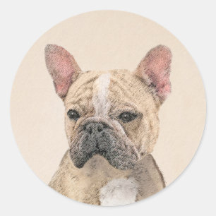 Sticker Rond Tableau Français Bulldog (Sable) - Joli Original D