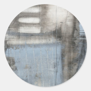 Sticker Rond Tableau gris et bleu Abstrait