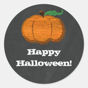 Sticker Rond Tableau noir Citrouille orange Halloween Favoriser