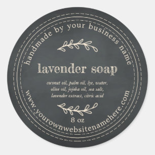 Sticker Rond Tableau noir de savon de lavande fait main rustiqu