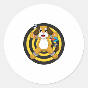 Sticker Rond Tableau noir fléchettes de chien