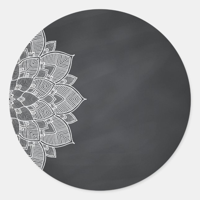 Sticker Rond Tableau noir Mandala Lotus Flower Swirl (Devant)